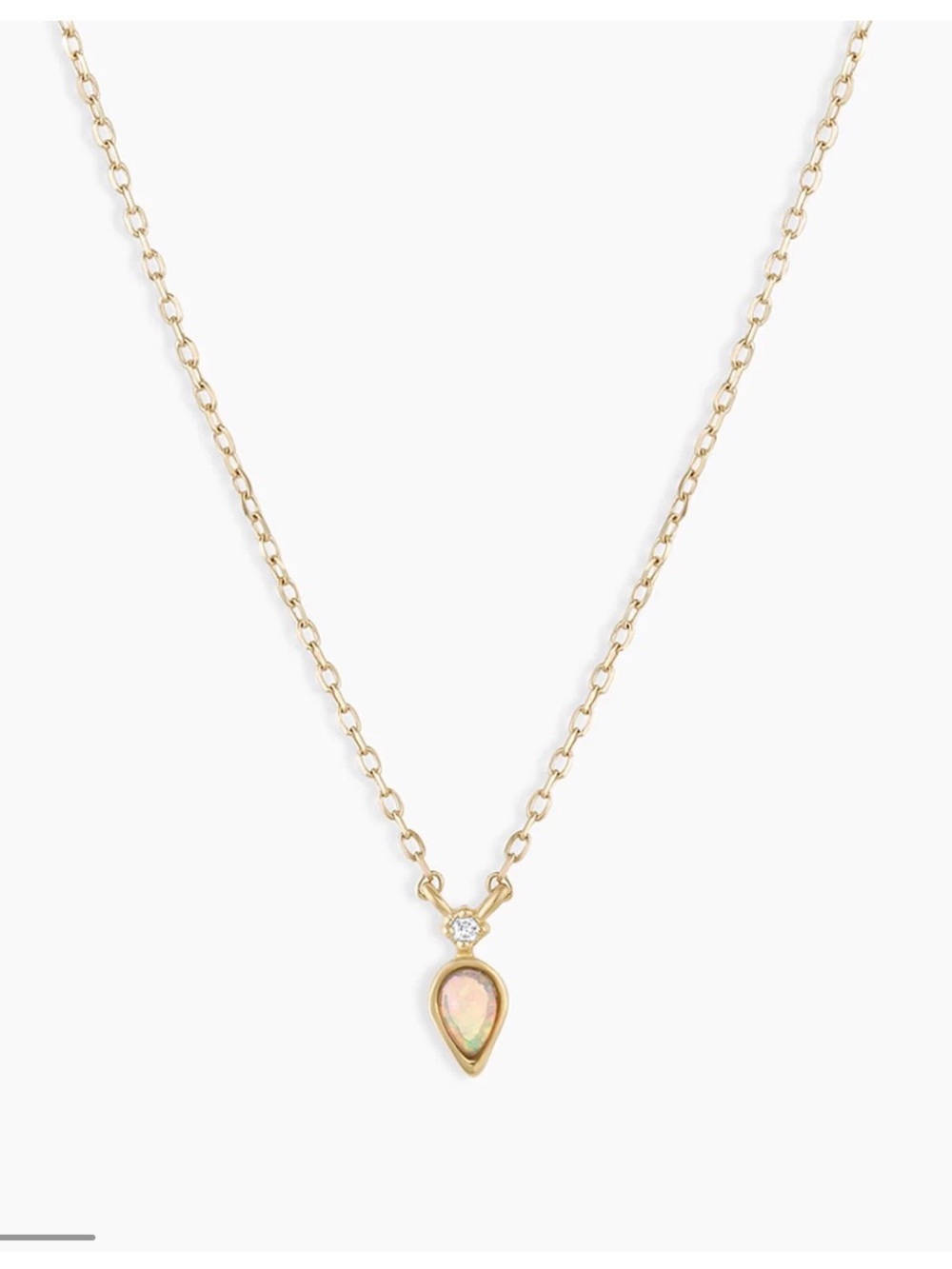 Gold Teardrop Opal Pendant Necklace - Elegant Women's Jewelry